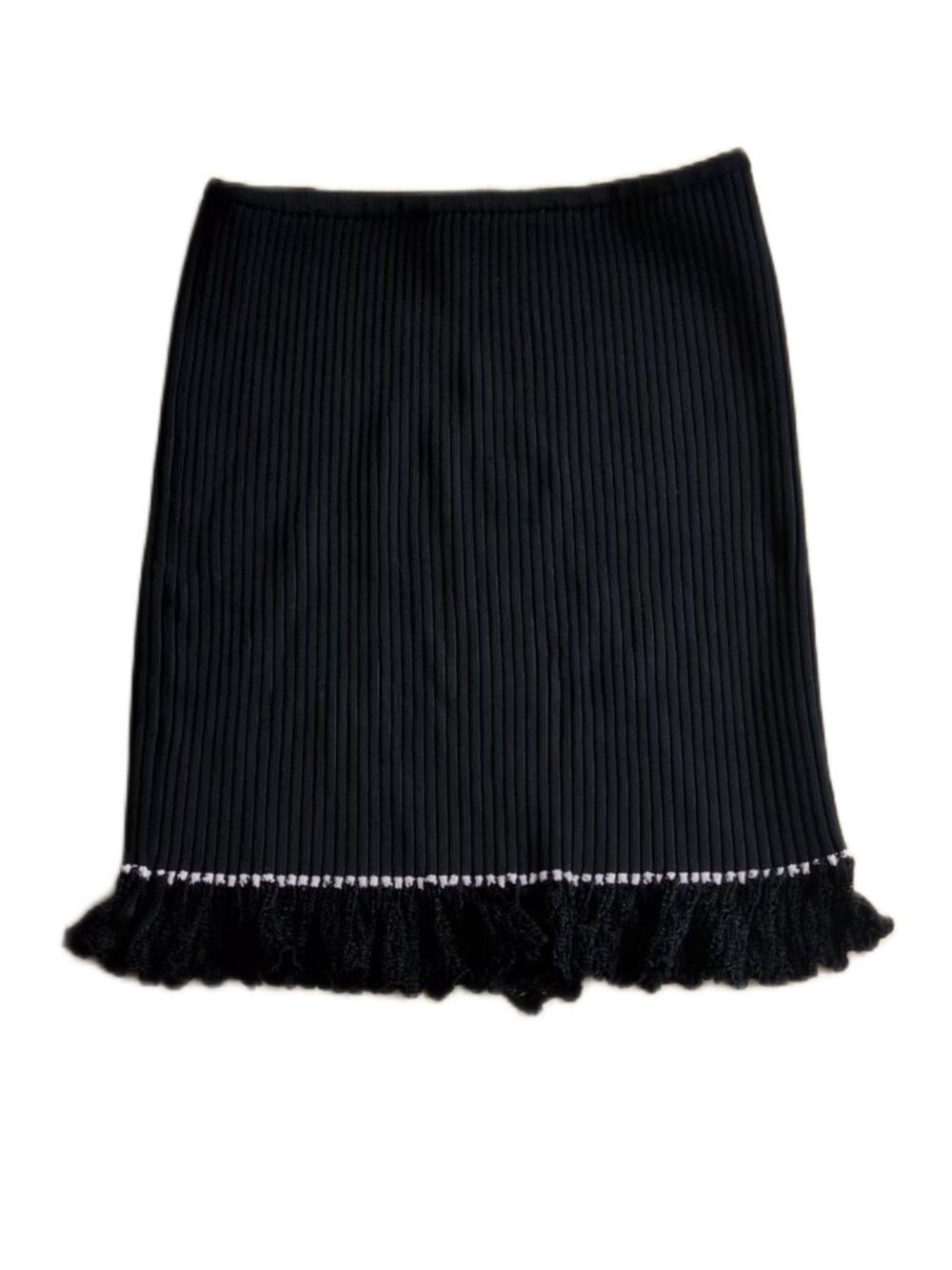 Black and Pink Ribbed Mini Skirt